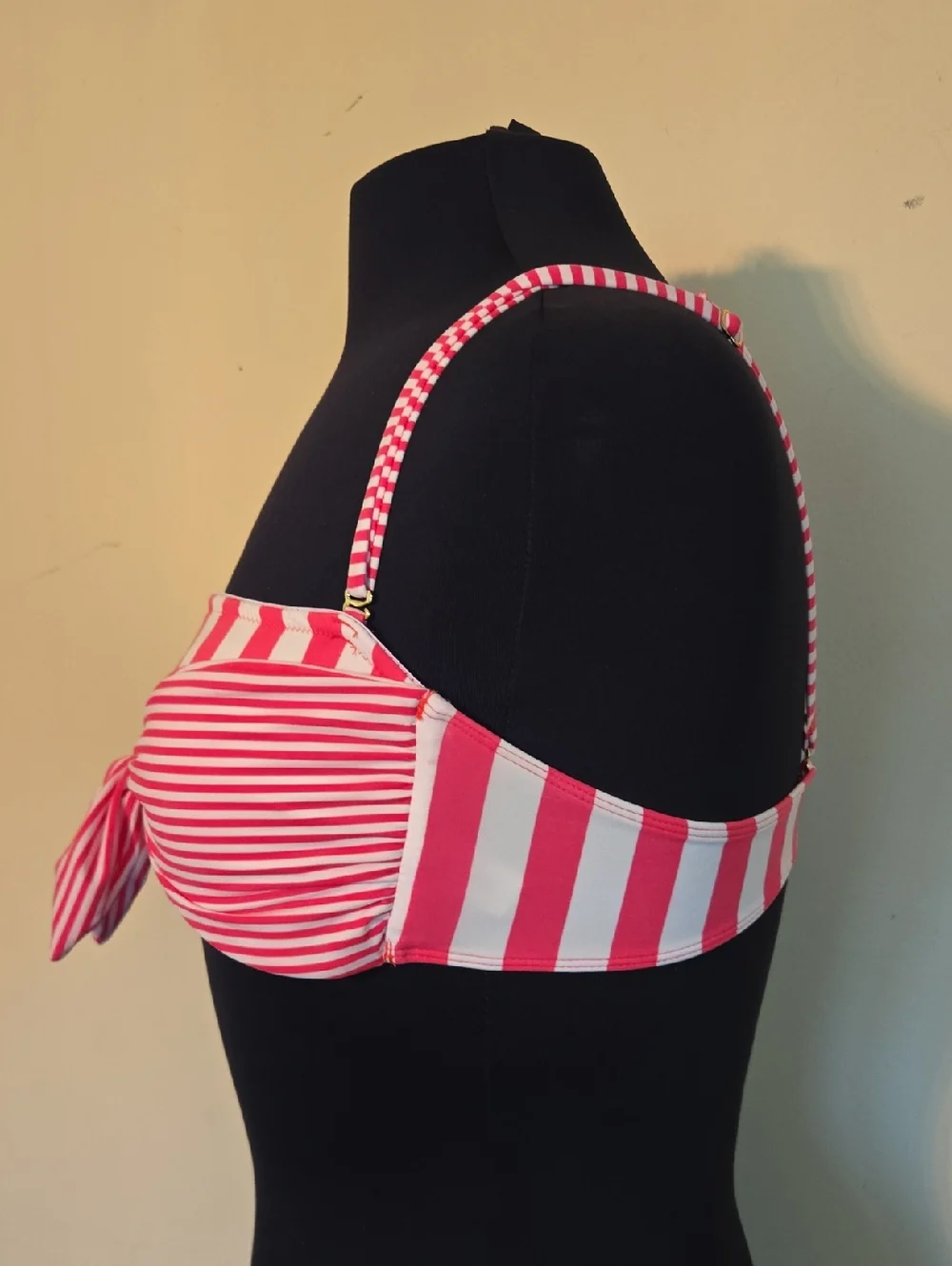 Vineyard Vines Pink and White Striped Bandeau Bikini Top with Front Tie